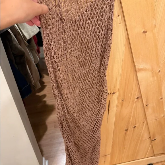 437 Tan Crochet Swim Coverup - Picture 4 of 4